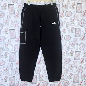 Puma Power Cargo Pants Women's Black Fleece Joggers Sweatpants Size Large‎